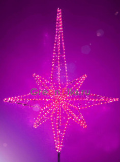 Макушка световая для уличной ели Роза ветров 200 см, Стандарт, фиолетовая 