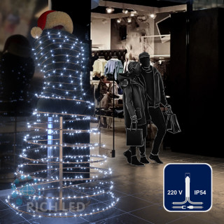 Светодиодная гирлянда Rich LED 10 м, 100 LED, 220 В, соединяемая, белая, прозрачный провод, арт. RL-S10C-220V-T/W