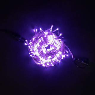 Светодиодная нить, 20 м., с динамикой, силикон, прозр. пр., лиловый, LaitCom, арт. EST200-3W10-1L 05-009