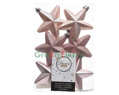 Набор ёлочных украшений Звездочка ясная 75 мм., нежно-розовый, 6 шт., KAEMINGK, арт. 027873