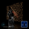 Светодиодный занавес Rich LED 2*1.5 м, облегченный, влагозащитный колпачок, ,тепло-белый, черный провод, арт. RL-CS2*1.5-CB/WW