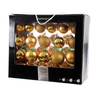 Набор пластиковых шаров Праздничный стиль, 42 шт., золотой, KAEMINGK, арт. 155284