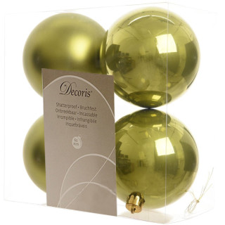 Набор пластиковых шаров 100 мм., оливковый, mix, 4 шт., Kaemingk, арт. 167086