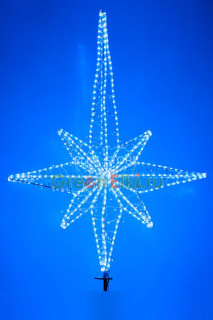 Макушка световая для уличной ели Роза ветров 200 см, Стандарт, синяя 