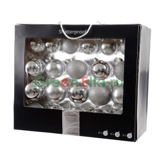 Набор пластиковых шаров Праздничный стиль, 42 шт., серебряный, KAEMINGK, арт. 155285