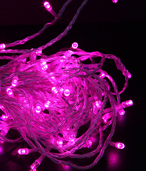 Светодиодная нить, 20 м., 200 LED, 24V, силикон, прозр. пр., розовый, LaitCom, арт. EST200-10-1P 05-036