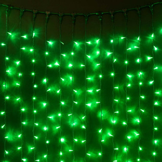 Светодиодный занавес, 2х3 м., без Т-коннектора, прозр. пр., зеленый, LaitCom, арт. PCL600NOT-10-2G 01-170