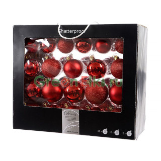 Набор пластиковых шаров Праздничный стиль, 42 шт., красный, KAEMINGK, арт. 155286