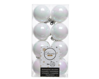 Набор пластиковых шаров Милена 40 мм., белый ирис, 16 шт., mix, Kaemingk, арт. 021779