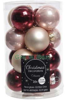 Набор стеклянных шаров 35 мм. Романтический Коктейль, глянцевые, матовые и эмаль, 16 шт., Kaemingk, арт. 162832