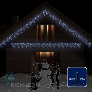 Светодиодная бахрома Rich LED, 3*0.5 м, белая, черный провод, арт. RL-i3*0.5-B/W