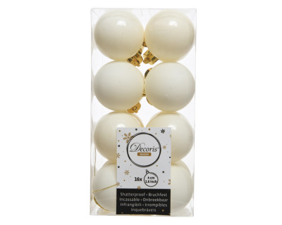 Набор пластиковых шаров Милена 40 мм., белый пух, 16 шт., mix, Kaemingk, арт. 171668