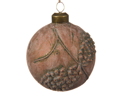 Набор винтажных стеклянных шаров Сады Ротенберга 80 мм, терракотовый, 3 шт, Kaemingk, арт. 162849