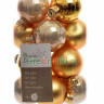 Набор стеклянных шаров 35 мм. Золотистая Вуаль, глянцевые, матовые и эмаль, 16 шт., Kaemingk, арт. 158570