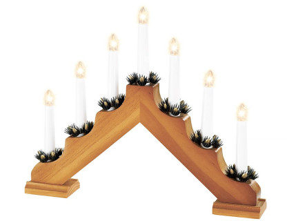 Декоративный светильник-горка Свет в Окошке 30х38 см, 7 свечей, светлый дуб, арт. 540429