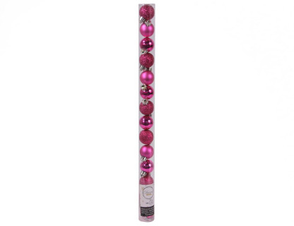 Набор пластиковых шаров Миниатюрные 30 мм., фуксия, 14 шт., mix, Kaemingk, арт. 020483