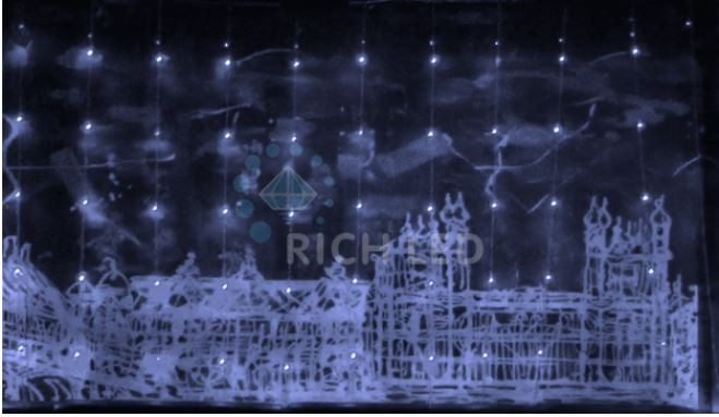 Светодиодный занавес водопад Rich LED 3*2 м, белый, 336 LED, 24 В, прозрачный провод, арт. RL-WF3*2C4/1-T/W