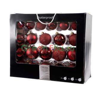 Набор пластиковых шаров Праздничный стиль, 42 шт., бордовый, KAEMINGK, арт. 155287