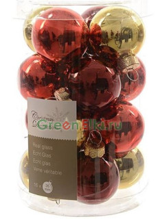 Набор стеклянных шаров 35 мм. Твист, глянцевые, 16 шт., Kaemingk, арт. 152778