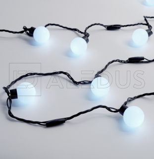 Электрогирлянда с шариками ALEDUS 5 м, черный провод, ПВХ, белый, арт. B-BP-5M-W