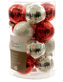 Набор стеклянных шаров 35 мм. Снежная Клюква, глянцевые и эмалевые, 16 шт., Kaemingk, арт. 152784