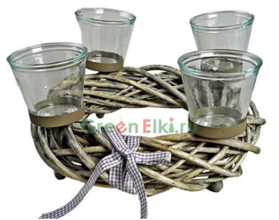Подсвечник Ивовый Венок под 4 свечи, 35х16см, KAEMINGK, арт. 72937