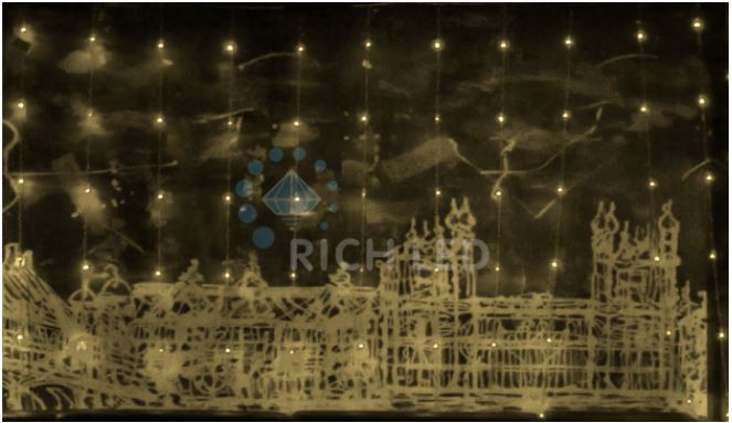 Светодиодный занавес водопад Rich LED 3*2 м, тепло-белый, 336 LED, 24 В, прозрачный провод, арт. RL-WF3*2C4/1-T/WW