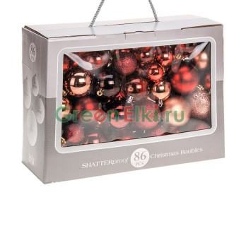 Набор пластиковых шаров Праздничный аккорд бургундия, 86 шт., Koopman International, арт. CAN103750