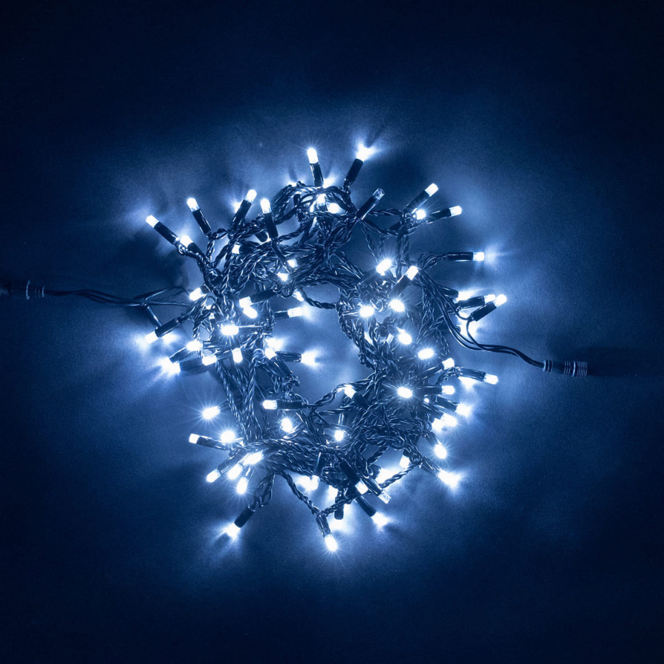 Светодиодная нить, 10 м., 75 LED, каучук, черн. пр., белый, Laitcom, арт. LL75-1-2W 04-180