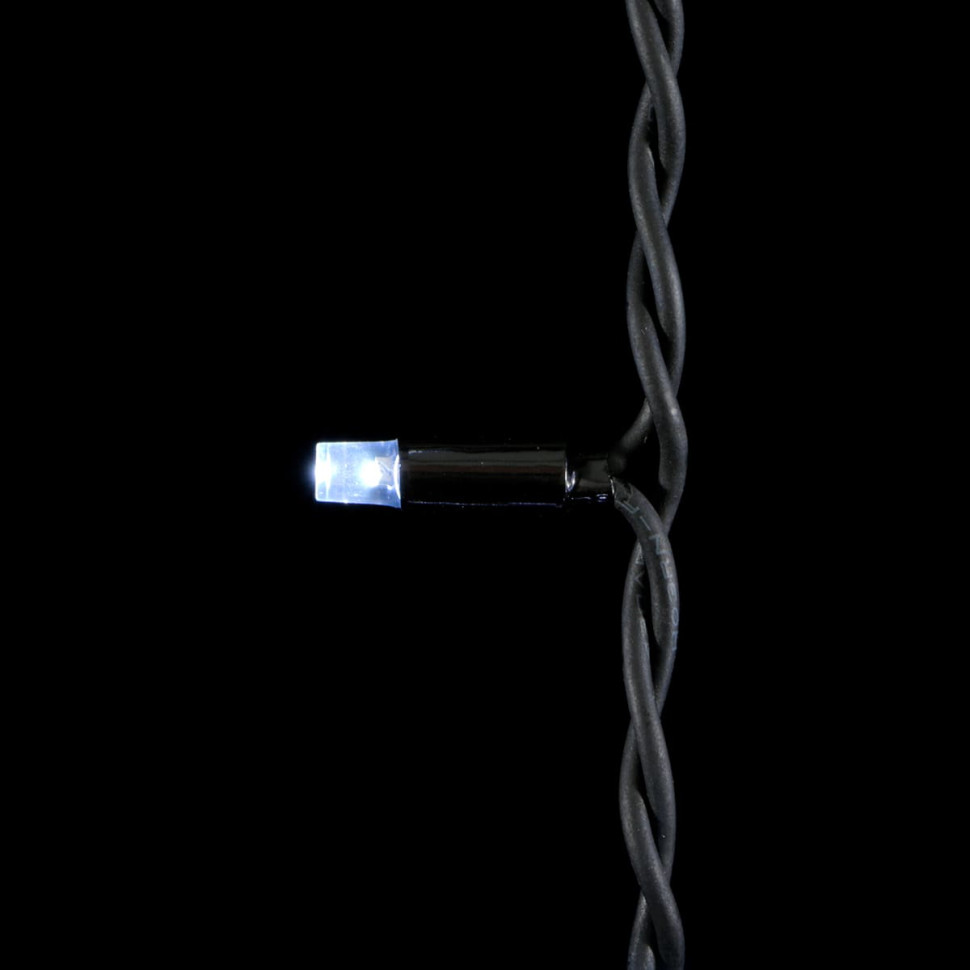 Светодиодная нить, 10 м., 75 LED, каучук, черн. пр., белый, Laitcom, арт. LL75-1-2W 04-180