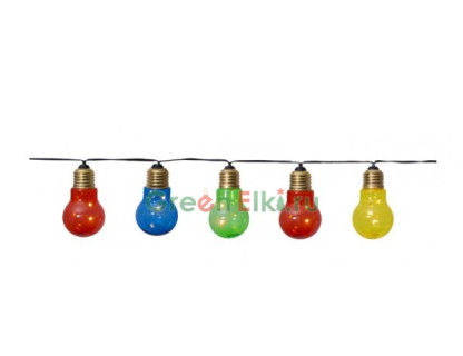 Светодиодная гирлянда из разноцветных лампочек Glow 1 м, черный провод, арт. 726-90