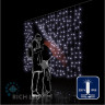 Светодиодный занавес Rich LED 2*1.5 м, облегченный, влагозащитный колпачок, с мерцанием, белый, прозрачный провод, арт. RL-CS2*1.5F-CT/W