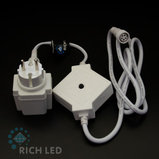 Блок питания Rich LED 1.5 м, с кнопкой, для водопадов Rich LED, можно подключить до 2-х водопадов на 1 блок, арт. RL-Cn4-WF-24-W