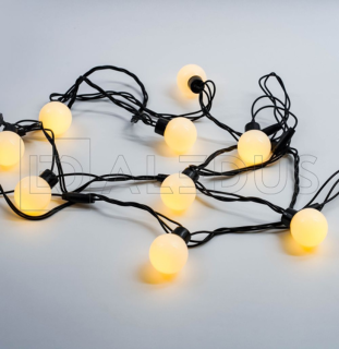 Электрогирлянда с шариками ALEDUS 5 м, черный провод, ПВХ, теплый белый, арт. B-BP-5M-WW