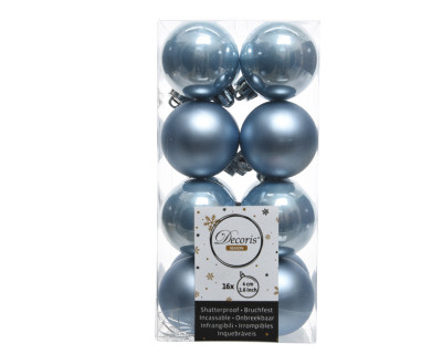 Набор пластиковых шаров Милена 40 мм., голубая вода, 16 шт., mix, Kaemingk, арт. 021736