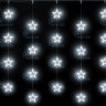 Светодиодный узорный занавес звезды Rich LED 2*2 м, белый, прозрачный провод, 20 звезд, соединяемый, 220 В, арт. RL-CMST2*2-T/W