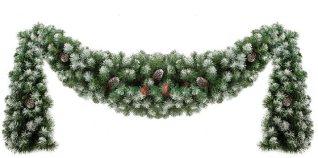  Хвойный сваг заснеженный с шишками Генеральский 150 см., арт. 52012