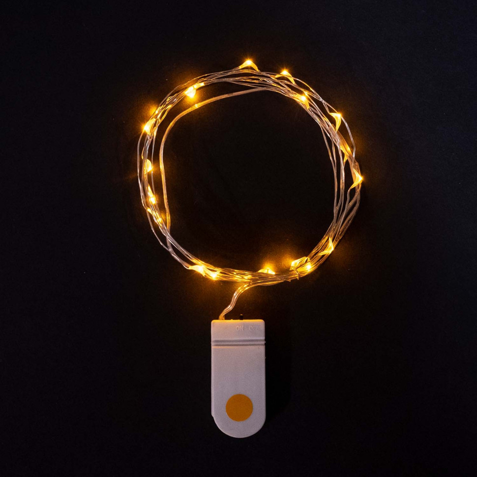 Светодиодная гирлянда Роса на батарейках, 2 м., прозр. пр., желтый, Laitcom, арт. Rosa 20-3AG10-Y 08-071