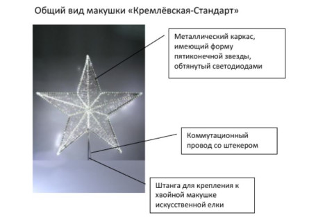 Макушка световая для уличной ели Кремлевская 150 см, Стандарт, желтая