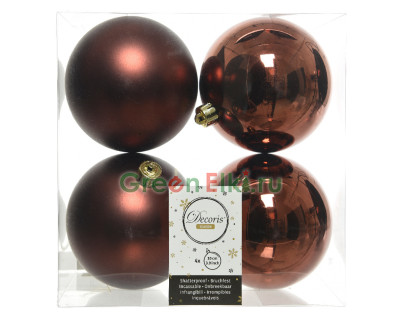 Набор пластиковых шаров Прага 100 мм., розовое дерево, 4 шт, Kaemingk, арт. 167094 