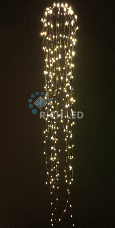 Светодиодные Дреды Rich LED, 150 см, теплые белые, соединяемые, 288 LED, белый провод, арт. RL-DR1.5-W/WW