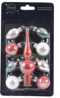 Набор ёлочных украшений Изящная Классика, стекло, матовые, 9 шт., Kaemingk, арт. 019001