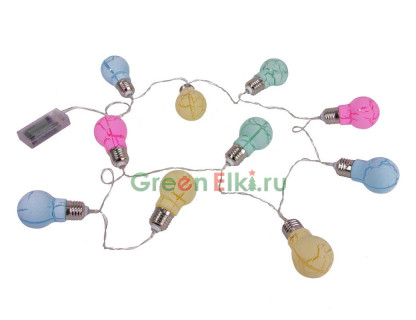 Светодиодная гирлянда из лампочек Цветные чудеса 1,4 м, прозрачный повод, арт. ILD-10WW-BO-LM 