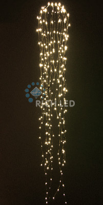 Светодиодные Дреды Rich LED, 150 см, теплые белые, соединяемые, 288 LED, черный провод, арт. RL-DR1.5-B/WW