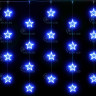 Светодиодный узорный занавес звезды Rich LED 2*2 м, синий, прозрачный провод, 20 звезд, соединяемый, 220 В, арт. RL-CMST2*2-T/B