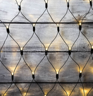 Электрогирлянда сеть ALEDUS 2х2 м, черный провод, ПВХ, теплый белый, арт. N-BP-2x2M-WW