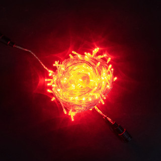 Светодиодная нить, 20 м., с динамикой, силикон, прозр. пр., красный, LaitCom, арт. EST200-3W10-1R 05-019