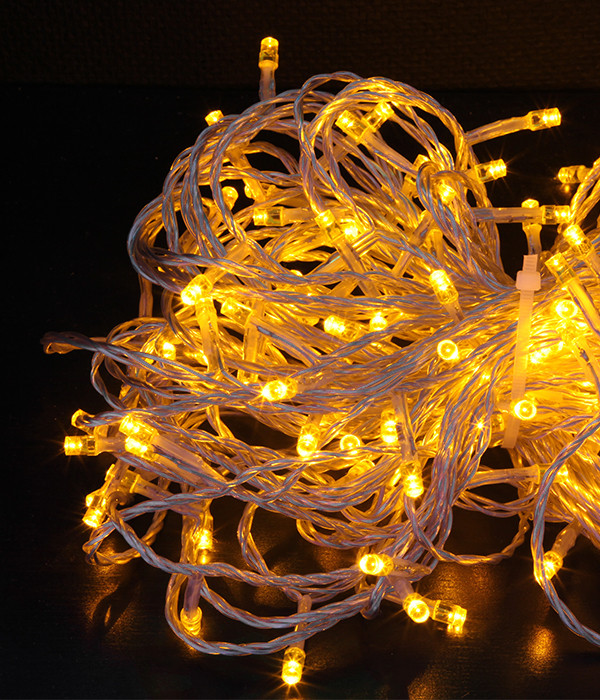 Светодиодная нить, 10 м., 100 LED, 24V, силикон, прозр. пр., желтый, LaitCom, арт. EST100-10-1Y 05-174