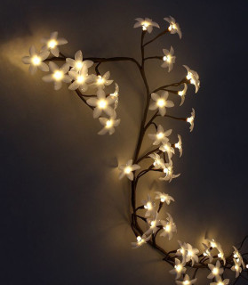 Светодиодная композиция Ветка Плюмерии, матовые цветы, 150 см., коричневый пр., теплый белый, LaitCom, арт. LC176L-B048K-300 11-009