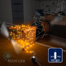 Светодиодная гирлянда Rich LED 10 м, 100 LED, 24В, соединяемая, влагозащитный колпачок, желтая, прозрачный провод, арт. RL-S10C-24V-CT/Y